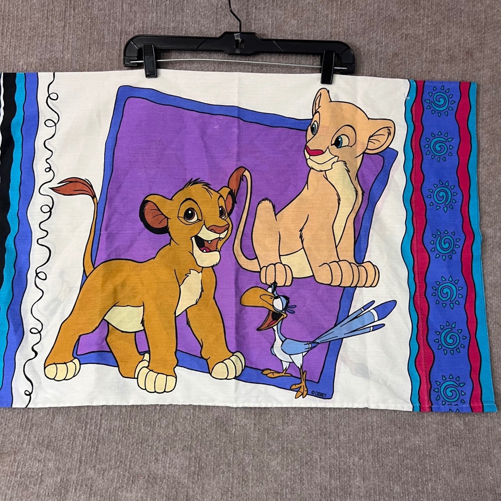 Vintage 90s Disney Lion King Pillowcase Simba Nala Pumbaa Timon Bedding‎ READ